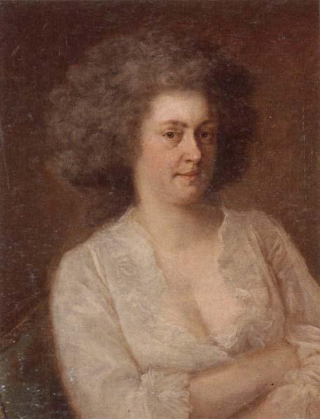 unknow artist Portrait of a lady,half-length,seated,wearing a white dress oil painting picture